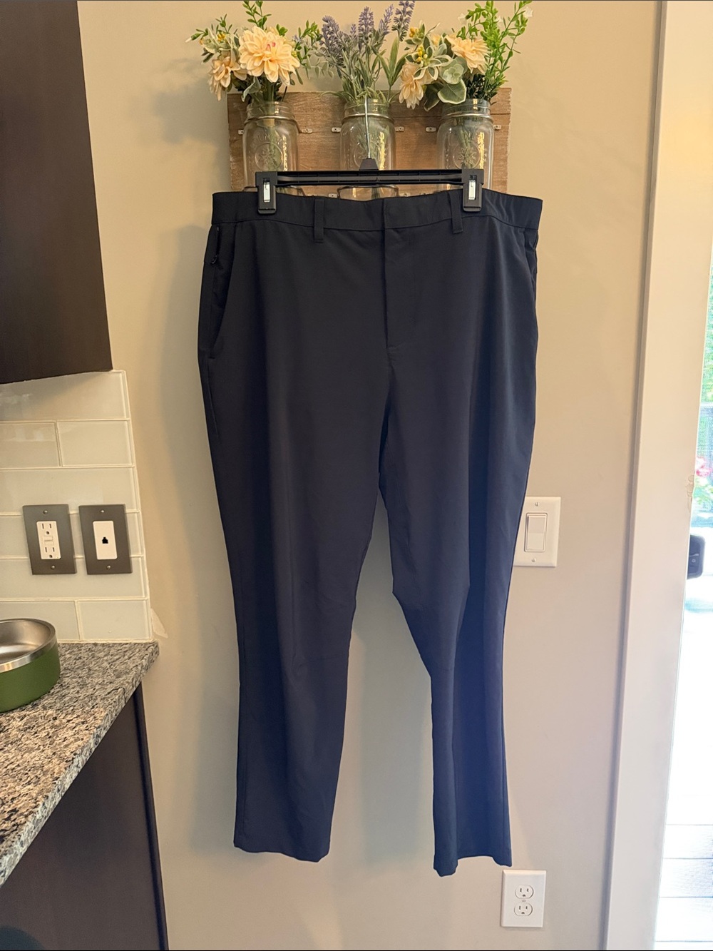 Fabletics Men's Black and Light Gray Dress Pants - Straight-Leg 2 pair